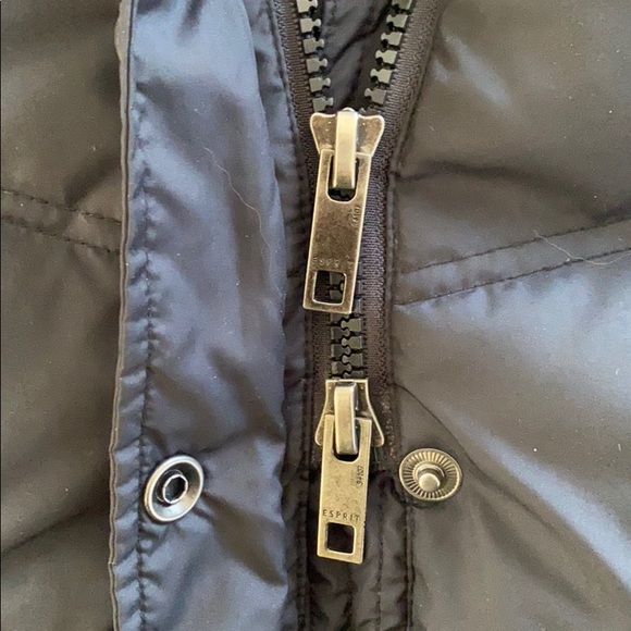 Esprit black down puffer coat removable fur collar - Picture 7 of 15